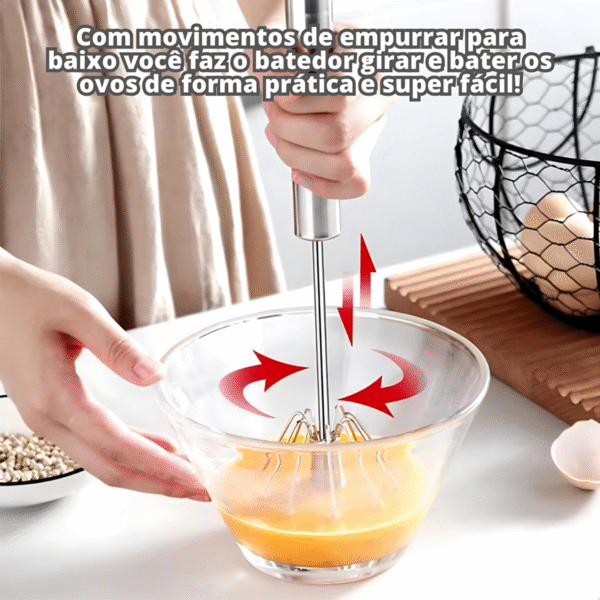 Fouet profissional Mixer Semi Aut. Batedor de ovos Aço inox - Imagem 9
